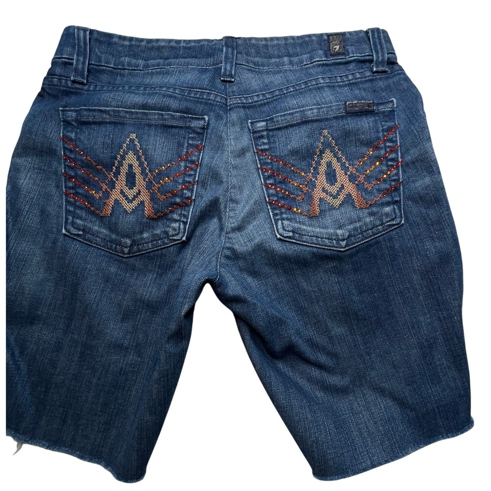 7 For All Mankind 7FAM Bermuda Shorts Womens 30 Embroidered Y2K McBling Cutoff
